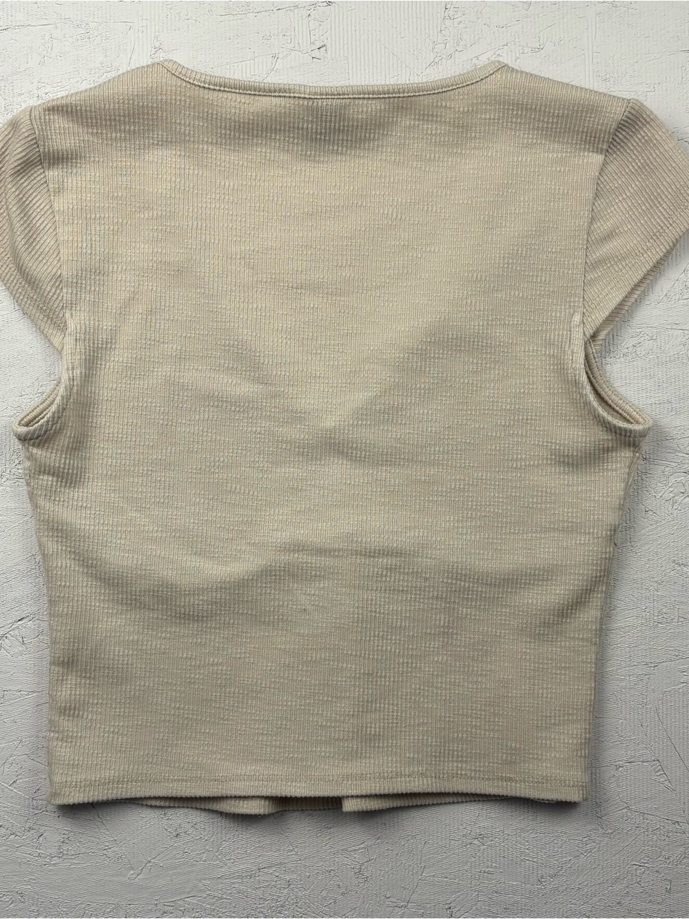 Wild Fable Ribbed V-Neck Cap Sleeves Top in Light Beige Sz Small - Picture 5 of 10
